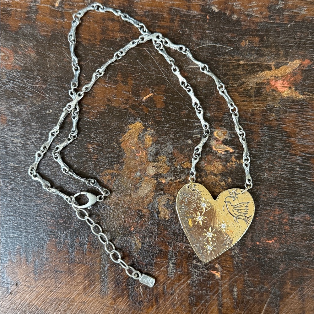 Jes MaHarry “Healing Heart” gold/diamond large heart Necklace.